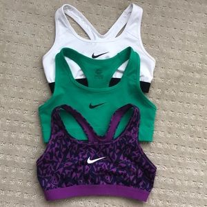 Nike Sports Bra Bundle White Green Purple Pattern